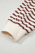 Striped Drop Shoulder Snap Front Henley Long Sleeve Top